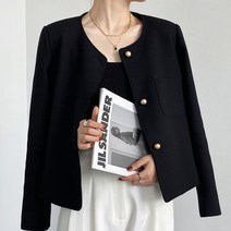 HXT 봄가을 여성 무지 트위드자켓 금장버튼 코트 점퍼 아우터 간절기 하객룩