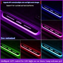 아크릴엠비언트 자동차인테리어 실내튜닝 맞춤형 자동차 도어 씰 라이트 로고 프로젝터 전원 이동 LED 웰컴 페달 스커프 플레이트 앱 제어 심포니, 9.2 PCS Rear door - For P-ORSC