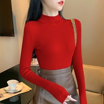 이너셔츠 반폴라 블랙 여성 겨울 가을 긴팔 숏 얇은 이니트 스키니핏 상의 트렌드 2331854028