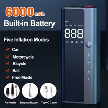 무시동 에어컨 휴대용 자동차 타이어 팽창기 디지털 공기 펌프 150 PSI 압축기 오토바이 자전거 스마트, 02 6000mA