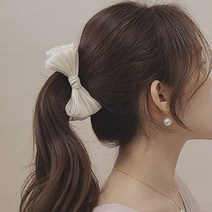 초콜리트쥬얼리 실키 공단 플리츠 리본 올림머리 바나나핀
