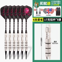 다트바늘 소프트 전문 연습 소장 다트 리필 개인용, 17g 안작 알루미늄 막대 표창 6개