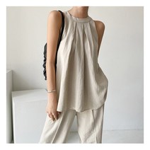 [문트] 린넨 홀터넥 블라우스