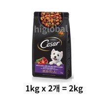 시저 애견사료, 양고기, 1kg, 2개