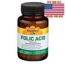 Country Life 엽산 800mcg 250정 컨트리라이프 Folic Acid 미국 직구 사은품 추가증정