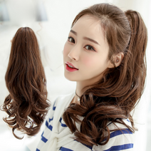 가발위드 긴머리 웨이브 부분가발 집게가발 포니테일 스위피, 1개, 골드브라운