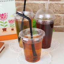 냉커피용 투명한 플라스틱 일회용컵 14oz 100개-뚜껑별매 냉온수기 물류