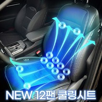 jyk 더쎈 2023년형 NEW 12팬 차량용 쿨링 여름시트 자동차 통풍시트 + 보관가방 무료증정, NEW12팬쿨링시트12V+가정용아답터