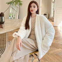 모피코트 밍크 자켓 명품 폭스 퍼 코트 인조 케이프 겨울 v 넥 실루엣 밍크 모피 코트 중간 길이 느슨한 코트 여성 모 모피 카디건 플러시 코트