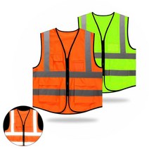다용도 포켓 반사조끼 안전용 반사판 조끼 현장 주차 운동 작업용, 형광주황 3XL, 형광주황 3XL