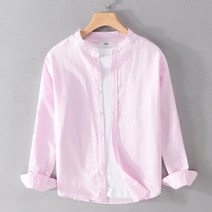 Keep Casual 남자 캐주얼 긴팔 면 린넨 셔츠 차이나 유스 리넨 셔츠