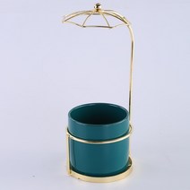 5건스텐 도자기 과일 스푼 포크 세트 나뭇잎 스푼 포크 북유럽 주방 가정용 과일 포크 수납통 세트, 에메랄드대리석우산스탠드, 하나, 1개