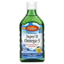칼슨 야생 노르웨이산 대구 유래 Super D 오메가-3 레몬 맛 250ml, 6병