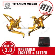 Arashi CNC 조절할 수 있는 발판 근거지 후방 설정 풋페그 에 DUCATI 899 Panigale 2014 2015 M8 볼트 백스텝도, 금색 M8 Bolt