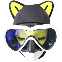 HYDRONE 고양이 스타일 다이빙 후드 3mm 네오프렌 스쿠버 다이빙 후드 스쿠버 헤드 커버 다이빙 캡 서핑 열 후드 프리다이빙 캡 수중 사진 스노클링 수영용, 검은 고양이 노란 귀