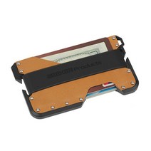 카드홀더 ZEEKER-알루미늄 프론트 포켓 미니멀리스트 카드 홀더 슬림 가죽 지갑 RFID 차단-그린 메탈