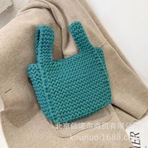 손뜨개 코바늘 가방 뜨개질 손목 핸드백 수제 로프 클러치 지갑 고토트 쇼핑, Green