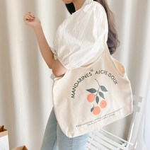 만다린 원버튼 캔버스 숄더 에코백 가벼운 데일리 봄 여름 프린팅