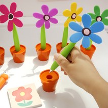 일호장신구 꽃 화분 받침 볼펜 문구 팬시 사무 용품 귀여운꽃 국내배송, 꽃화분받침볼펜(블루)