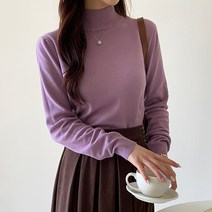 브누아 여성 무지 터틀넥 데일리 반폴라 니트