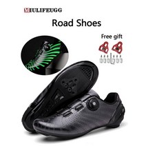 클릿슈즈 자전거 로드 mtb 피직 시디 시마노 평페달 클릿 슈즈 신발 2022 반사 색상 변경 사이클링 신발 clits 남성 도로 자전거 운동화 여성 속도 자전거 플랫 클리트, 검은 길, 6.5