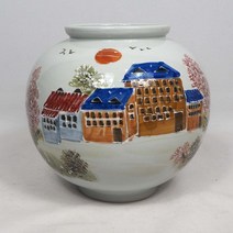 우리도예 국산여주도자기화병(상세설명사이즈확인), 백자색채화항아리01
