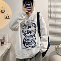 에스텔라 스케치 베어 프린팅 오버핏 공용후드티 SBP743