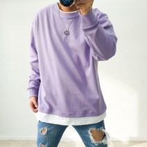 특양면 밑단 레이어드티 오버핏 스판 빅사이즈긴팔티