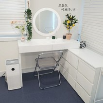 원마인드 비비 와이드체스트+입식ㄱ자받침대+공간박스의자 화장대겸책상 원룸1인가구, 비비 와이드체스트+입식받침대+공간박스의자-오크
