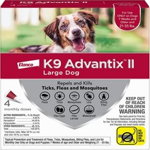 4 Pack K9 Advantix II Flea and Tick Prevention for Large Dogs 21-55 Pounds, 1