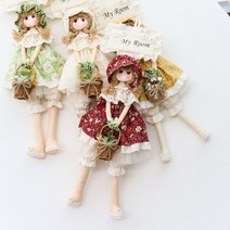 양손 바구니 수작업 인형 수공예 벽장식 마이룸 방꾸미기, 그린