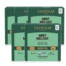 바담티 녹차 민트 멜로디 30g 15티백 Vahdam Teas Green Tea Mint Melody, 5팩