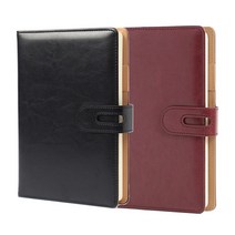 다이어리형 노트 인조 가죽 커버 두꺼운 다이어리 펜홀더 수첩 스케줄 메모 일기 기록, 레드브라운(A5사이즈)