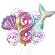 파파 파티 생일파티 숫자 풍선 세트, 1세트, 머메이드 8