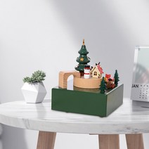 스마스 음악 상자 집 회전 목마 정원 시계 태엽 기계 운동 탁상 카페, 한개옵션0