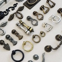 링고리 손잡이 문고리 40종 모음 엔틱 가구손잡이 싱크대 장롱 옷장 서랍 1구 2구, B. 2구 링/고리, B08. 신형 해마-석착