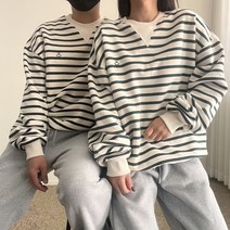 에이치스 고퀄 시밀러룩 단가라 쁘띠 스마일자수 양기모 커플룩 맨투맨
