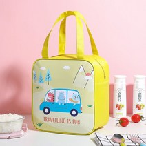 수납가방 도시락통 쿨러백 신선도유지 도트 주머니 오피스 학교에 다니다 있음 식사의 복장 미니백 4512947800, 엘로우 BUS A세로 보온 타입