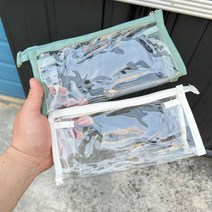 소니도매 대용량 투명 파우치 펜슬 연필 필통 펜케이스 화장품케이스 화장품파우치 펜슬파우치 연필통, 그린
