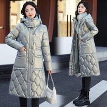 유광패딩 노 워시 글로시 코튼 코트 2022new 무릎 아래 파카 여성 겨울 자켓 후드 롱 코트 두꺼운 방풍 파케