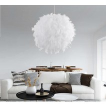 우물천장 전등 조명 간접 거실 E27 5W LED 로맨틱 화이트 깃털 천장 램프 걸이식 펜던트 침실 거실 장식 현, 01 White_03 20cm