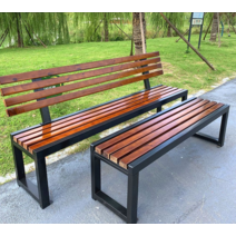 공원 의자 야외 벤치 단단한 나무 광장 정원, 1.2미터(블랙 프레임) 월넛, 1개