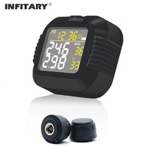 압력 센서 infitary moto rcycle tpms 타이어 모니터링 시스템 큰 무선 lcd 다채로운 디스플레이 시프트 상태 정확한 디지털 moto, 없음