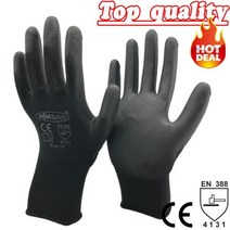 PU 팜 코팅 안전 보호 장갑 니트릴 전문 공급 업체 24 피스/12 쌍 작업, PU1350-BLK_XXL