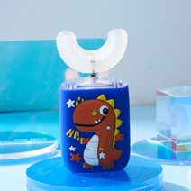 초음파 전동칫솔 자동양치 어린이 u자형 전동 칫솔 360 도 자동 음파 실리콘 스마트 타이머 블루 라이트 치, 10 7-15 years