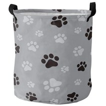 폴딩박스 튼튼한상자 패딩자켓 문서보관 라탄바구니 간편바스켓 검은 회색 개 발 발자국 아트, 42x42x44cm, 단일옵션