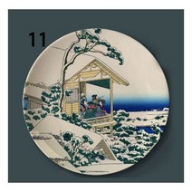 Tomitake 36 킹 장식 플레이트 호쿠사이 일본 세라믹 디스크 플로팅 월드 페인팅 벽 장식, 6 inch, 11