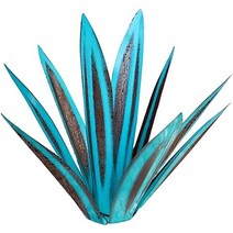 DIY 금속 마당 예술 Agave 선인장 공장 소박한 조각 홈 정원 인형 야외 장식 꽃 식물 인공 액세서리, 07 Sky-blue