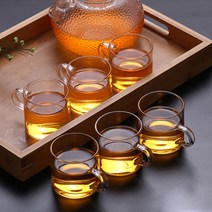 순수 내열유리 찻잔 6p세트 꽃차 투명 커피잔, 1개