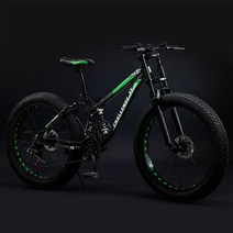 MTB 산악자전거 팻바이크 광폭타이어 고성능 여성용 성인용 오프로드 학생용, 30단, 24인치, 그린블랙 스포크휠